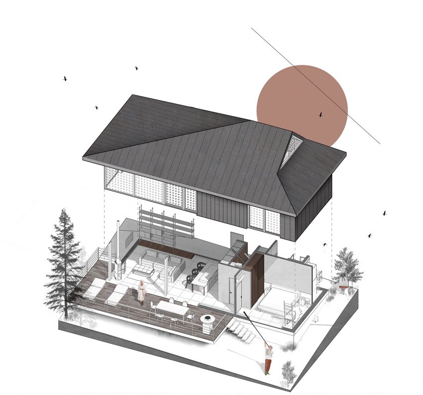 Axonometric of Krasnyk House by Sanina Arch Club in Ukraine
