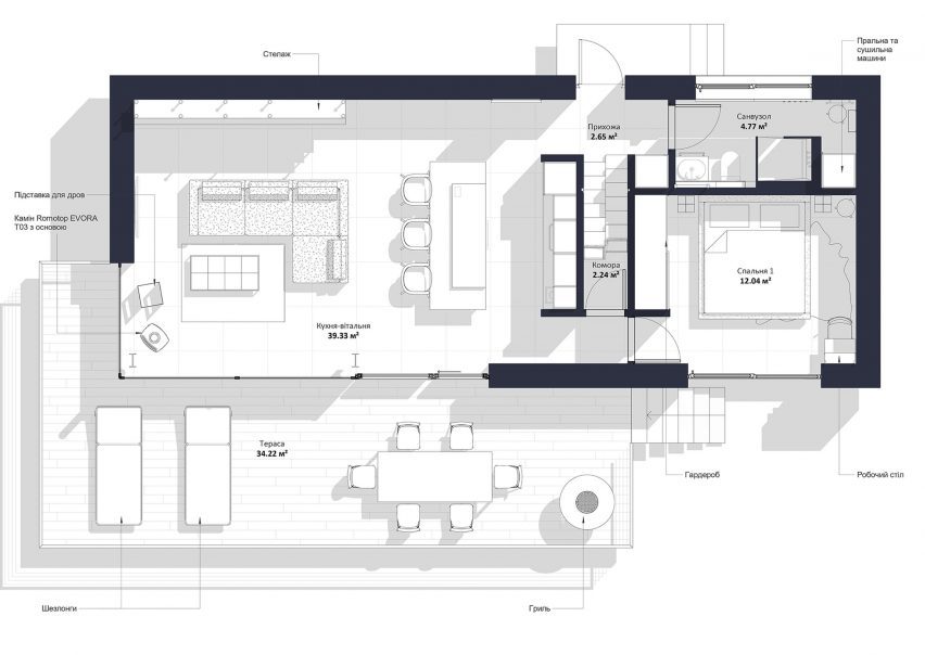Floor plan of Krasnyk House by Sanina Arch Club in Ukraine