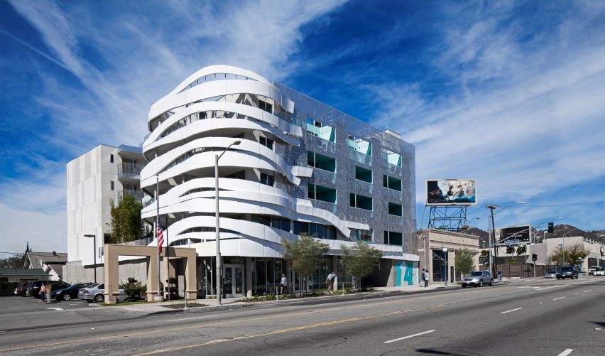 Building along La Brea Avenue Los Angles Art Gray