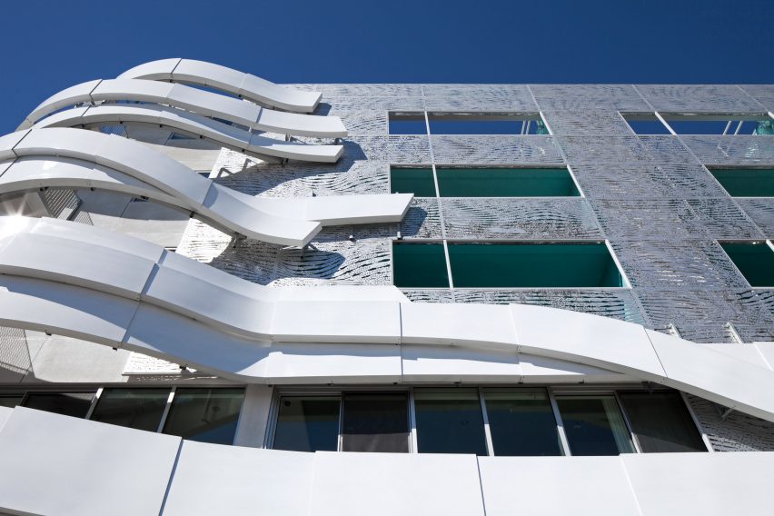 Metal ribbons attached to building corner Art Gray