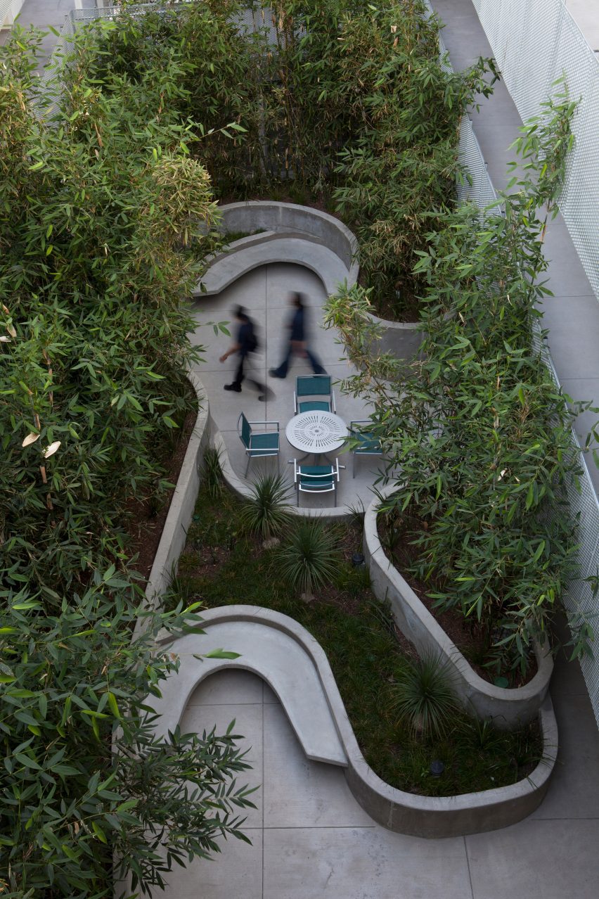 People walking in courtyard Art Gray