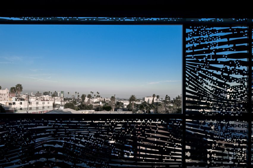 A view looking out over city Art Gray