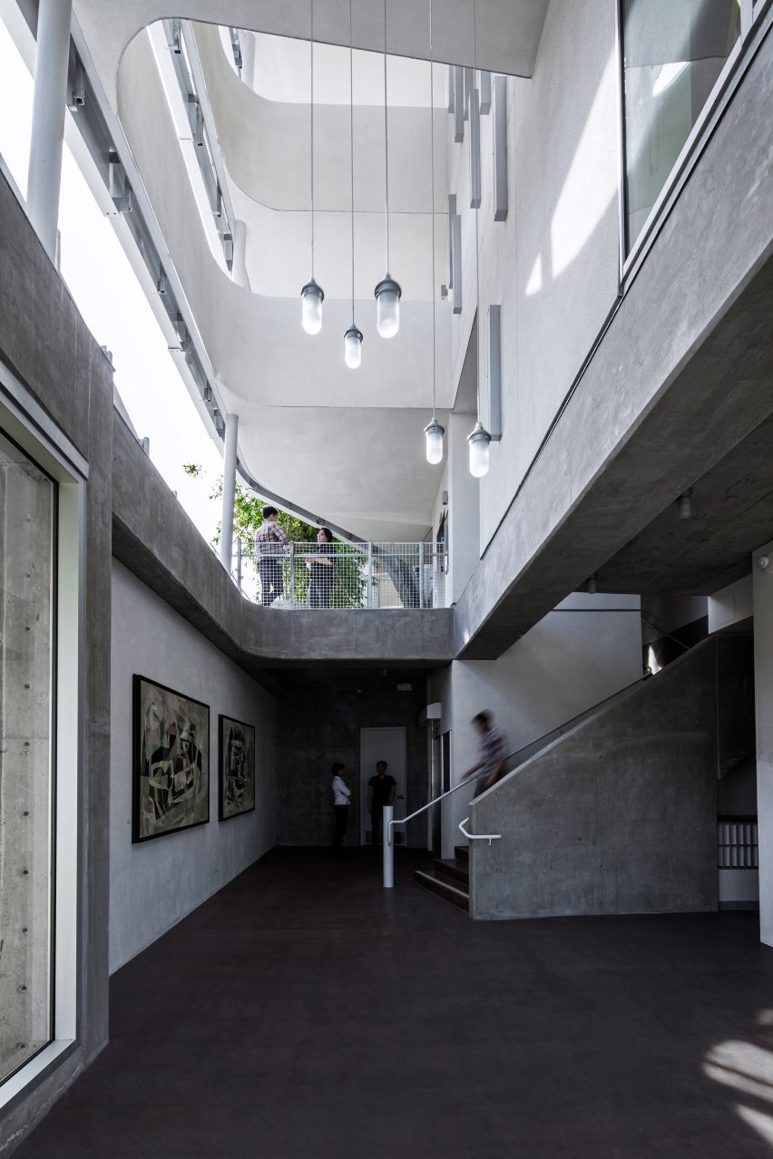 The lobby of a building Art Gray