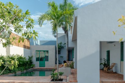 Swimming pool with native trees