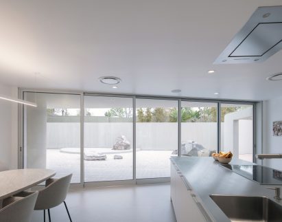 Rock garden seen through kitchen