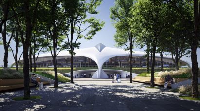 Airport in China with a white roof