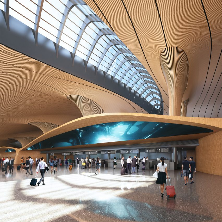 Wood interior of Lishui Airport in China by MAD