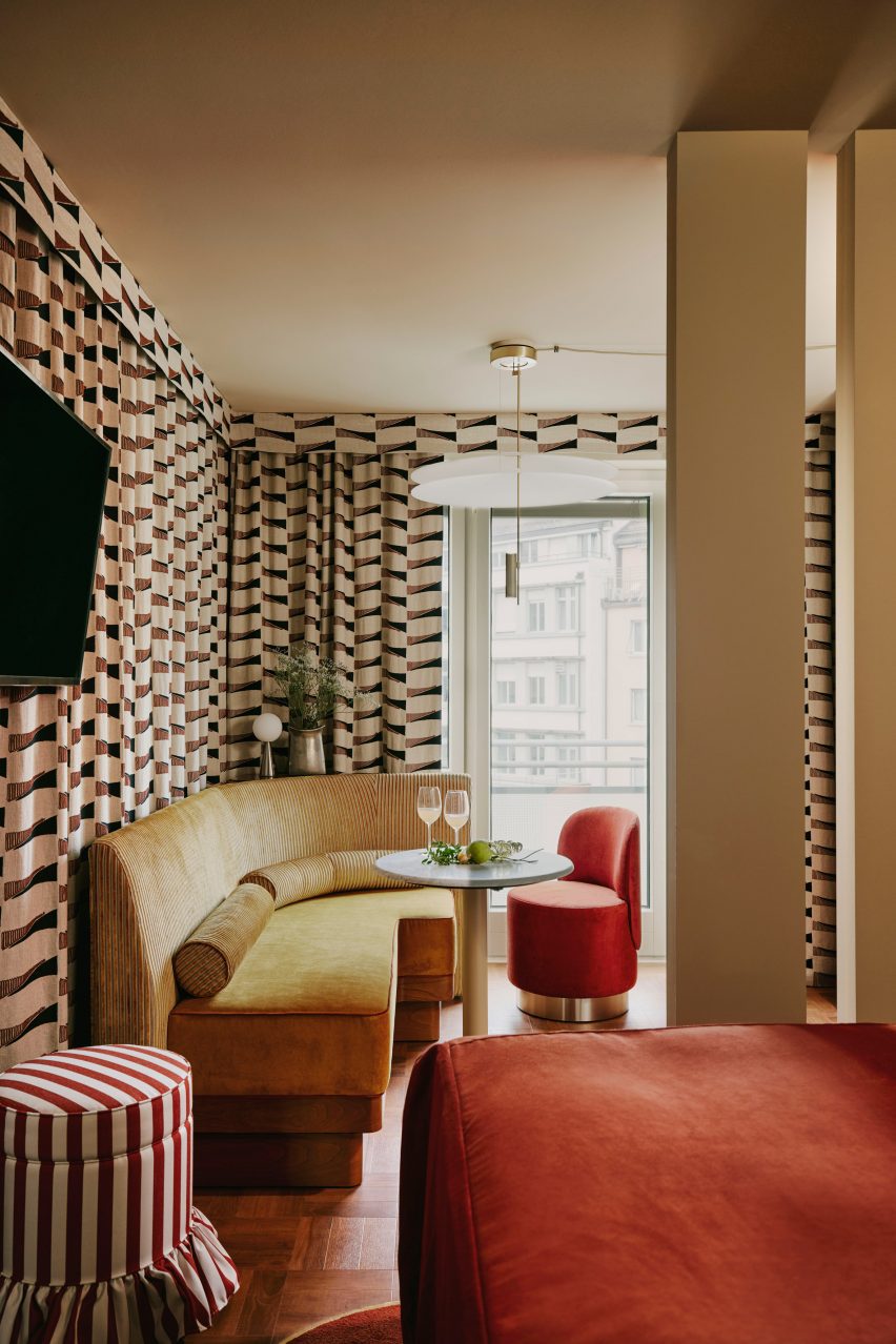 Living space in aparthotel designed by Sella Concept