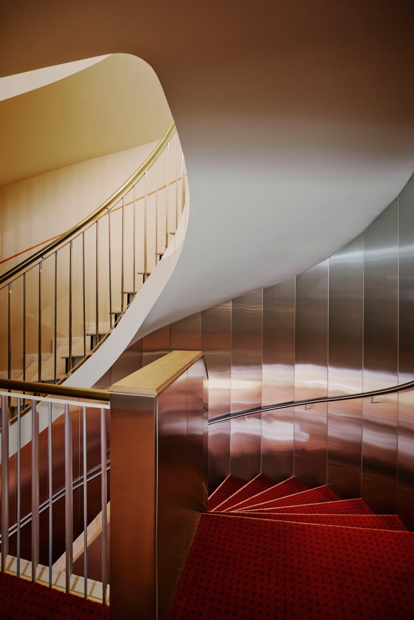 Stainless steel clad staircase in Locke hotel