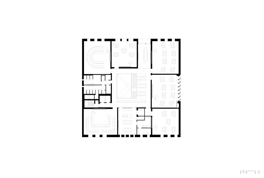 Third floor plan of the Marga Klompé Building by Powerhouse Company