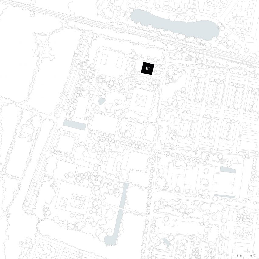 Site plan of the Marga Klompé Building by Powerhouse Company