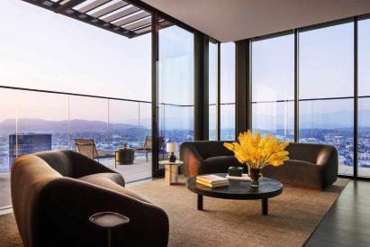A room with large windows