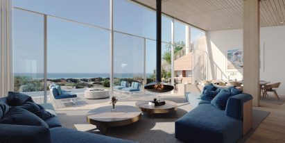 Living room with fireplace