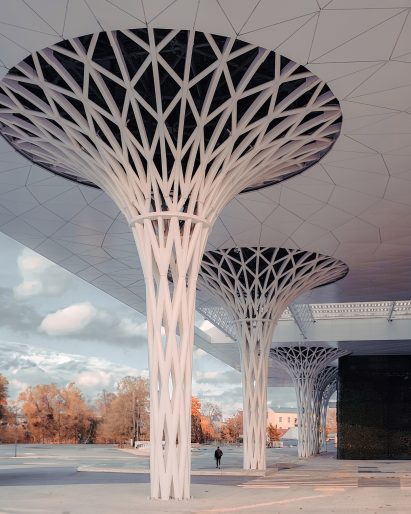 Columns outside Metropolitan Station in Lublin by Tremend