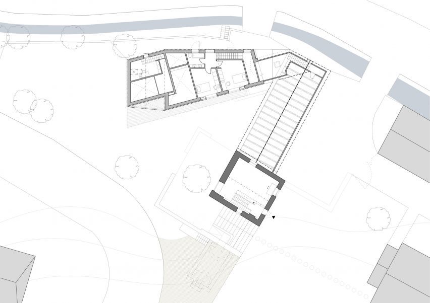 First floor of New House with Old Mill by RDTH Architekti