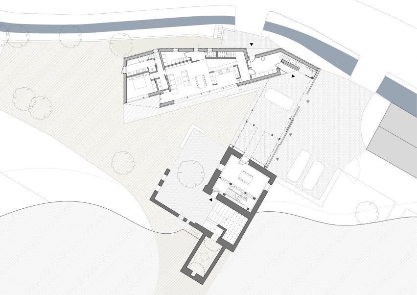 Ground floor of New House with Old Mill by RDTH Architekti