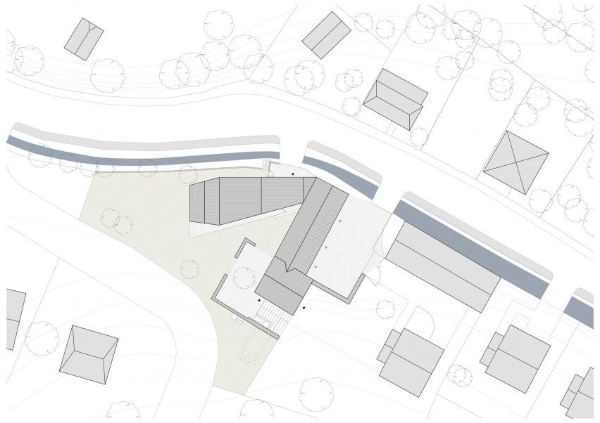 Site plan of New House with Old Mill by RDTH Architekti