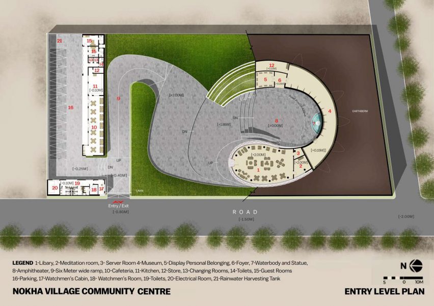 Floor plan of Nokha Village Community Centre by Sanjay Puri Architects in India