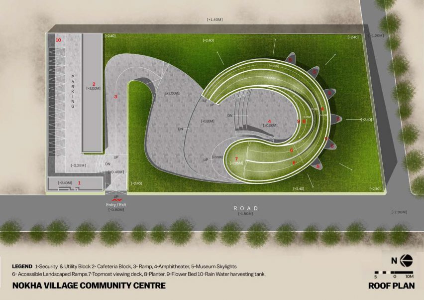Roof plan of Nokha Village Community Centre by Sanjay Puri Architects in India