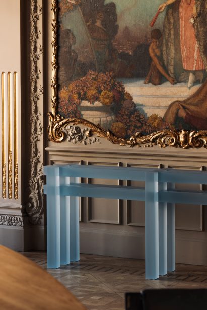 Translucent resin console table by Laurids Gallée