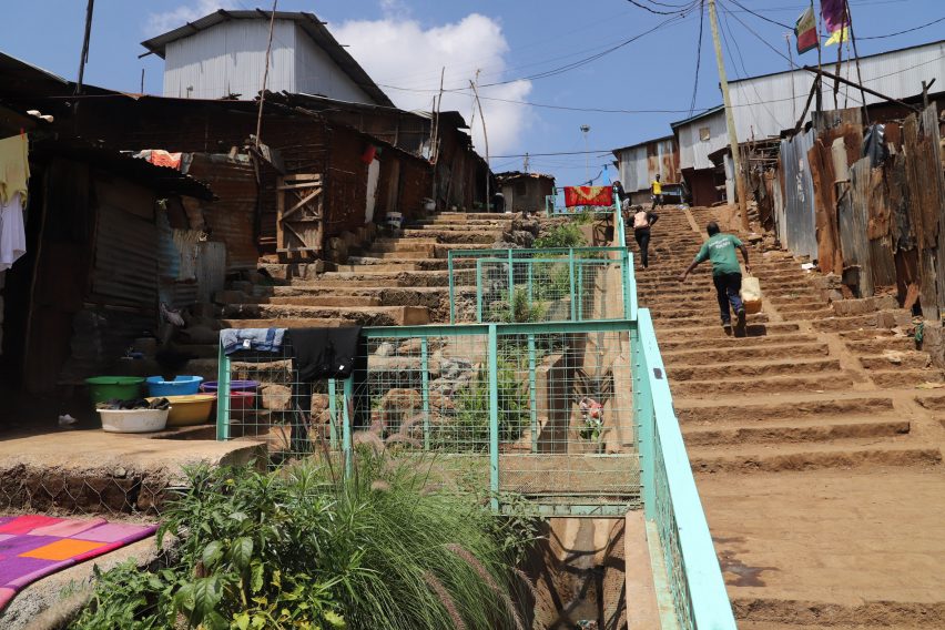 Stairway with railings
