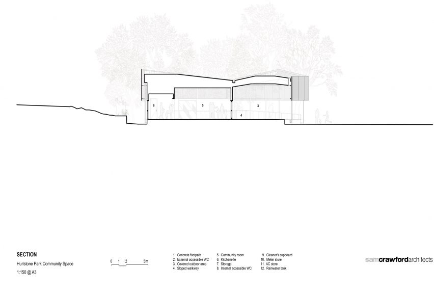 Section of Hurlstone Park Community Centre by Sam Crawford Architects