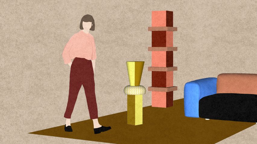 Illustration of person and furniture