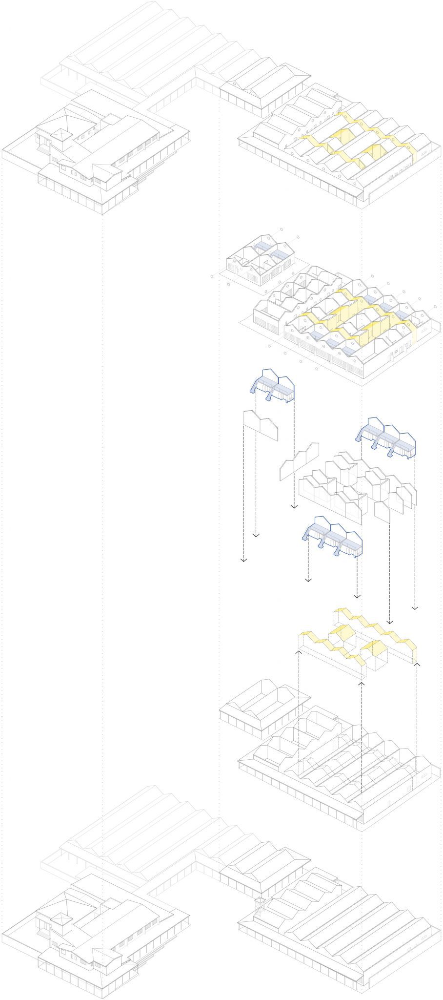 Exploded Axonometric of Slava Village Boksburg Lofts by Savage + Dodd in South Africa