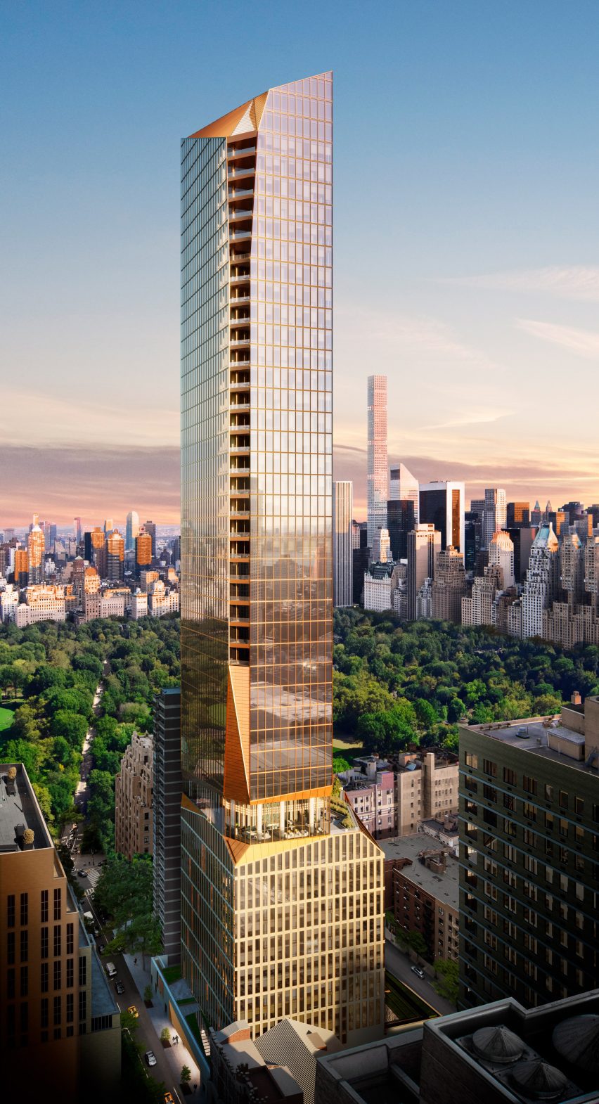 A rendering of a tall tower