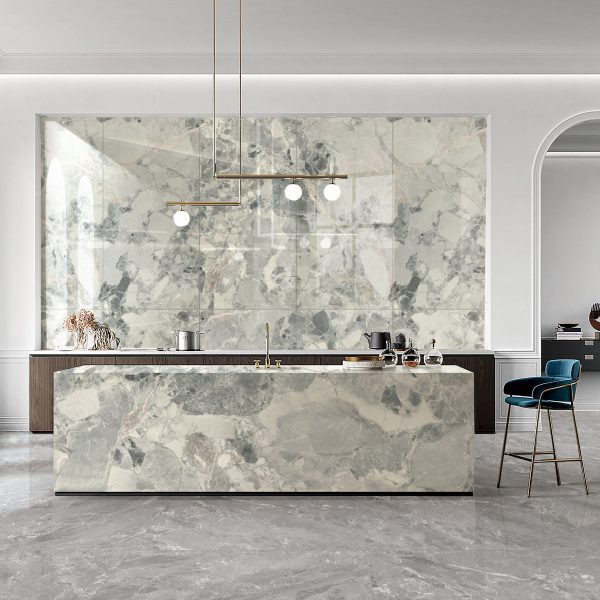 Endless Vein tiles by Kaolin in a kitchen