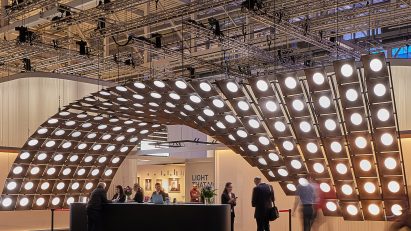 iGuzzini's stall at the Light + Building fair features a wave of light installations