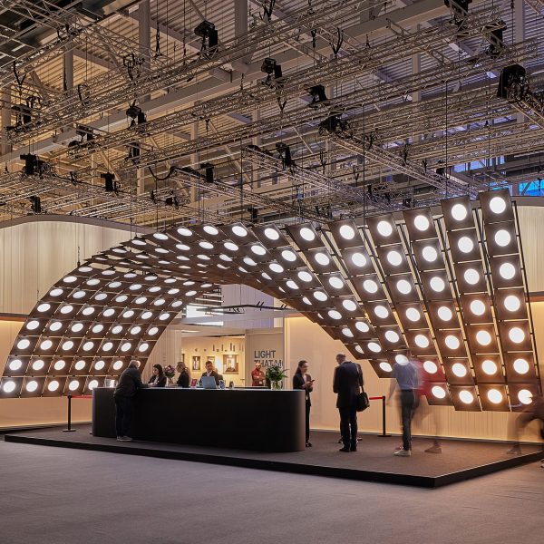 iGuzzini's stall at the Light + Building fair features a wave of light installations