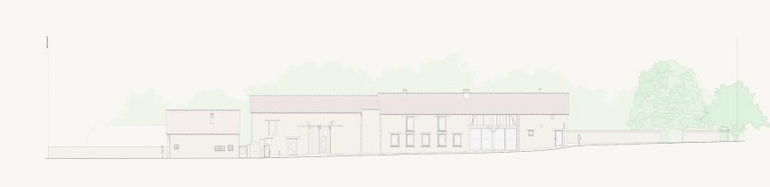 Elevation of Maison Hercourt by Studio Guma in Normandy