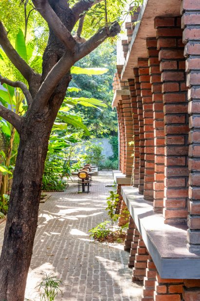 Brick-paved terrace