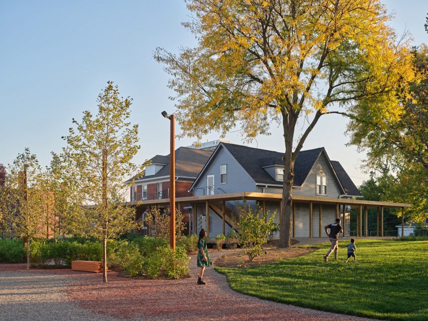Small house surrounded by trees