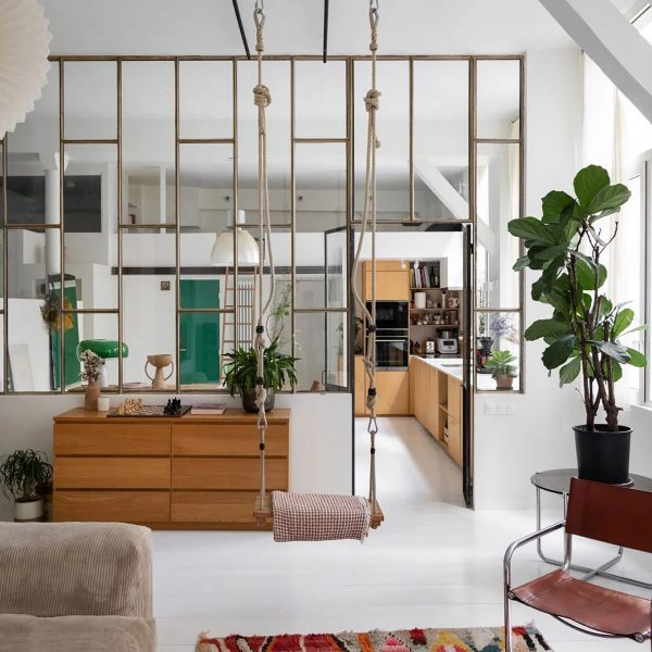 Living room with swing