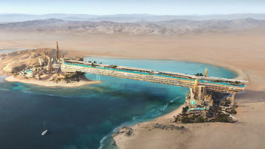 Treyam hotel over lake at Neom