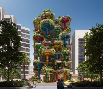 Building with colourful columns