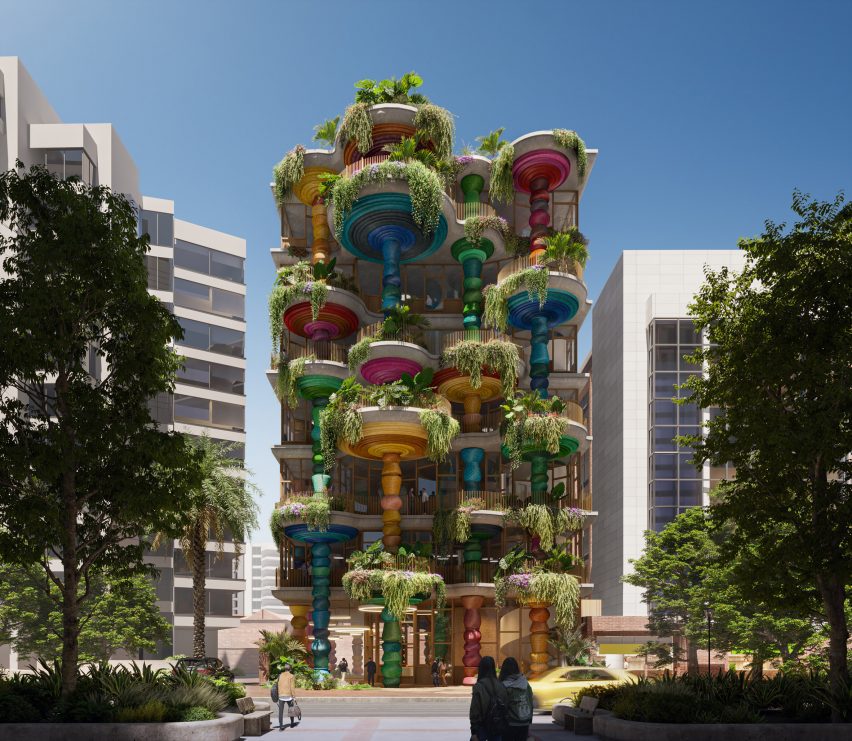 Building with colourful columns