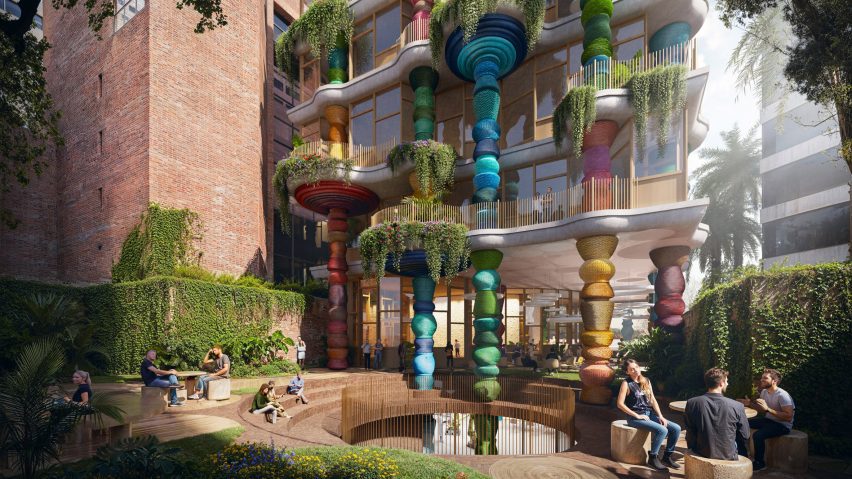 Building with colourful columns