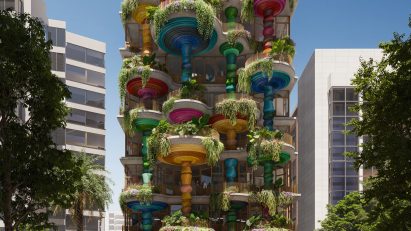 Building with colourful columns