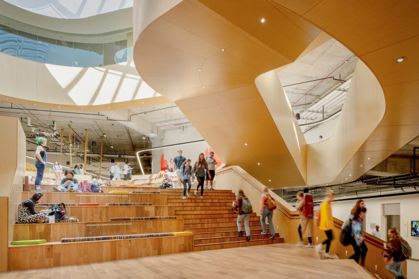 Student centre with wooden benches