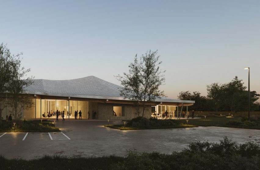 Building with wavy roof