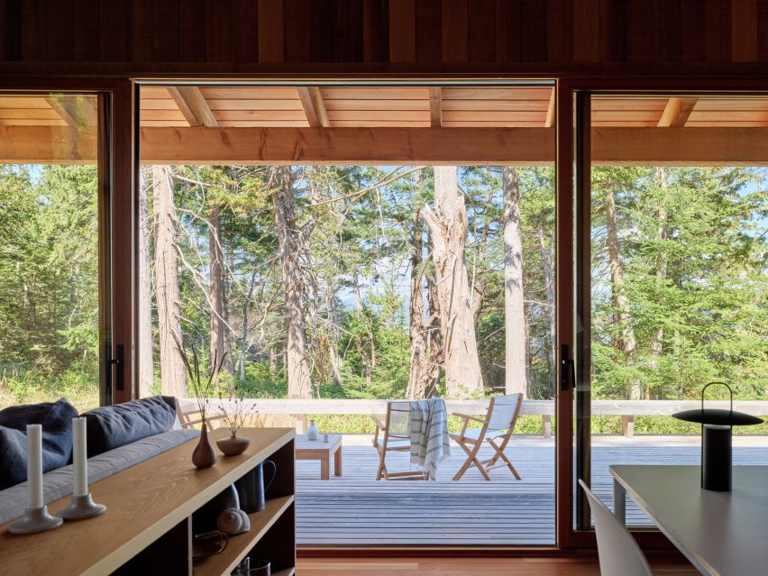 A large sliding glass door
