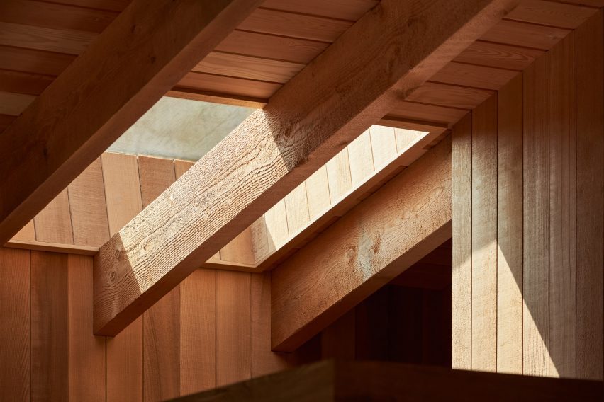 A skylight in between beams