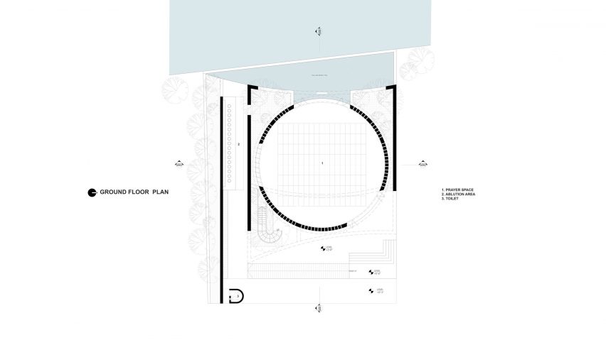 Ground floor plan of Zebun Nessa Mosque by Studio Morphogenesis