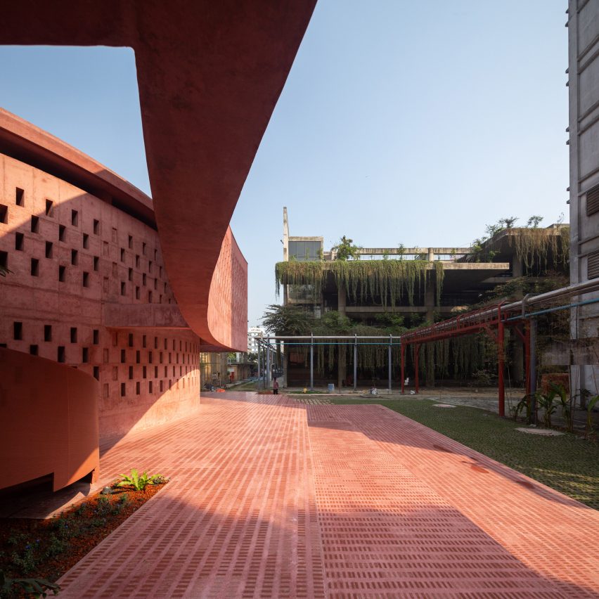 Exterior of Zebun Nessa Mosque by Studio Morphogenesis in Bangladesh