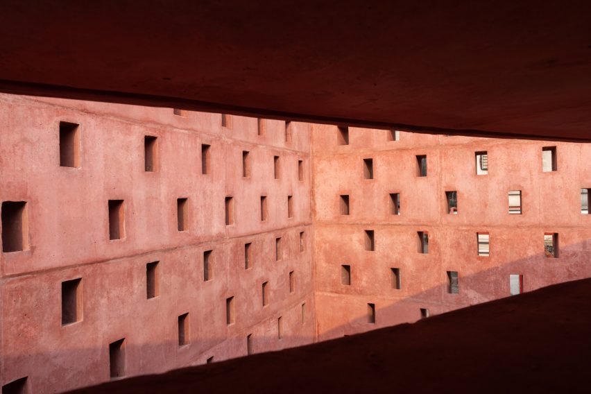 Close up of wall perforations of the Zebun Nessa Mosque by Studio Morphogenesis in Bangladesh