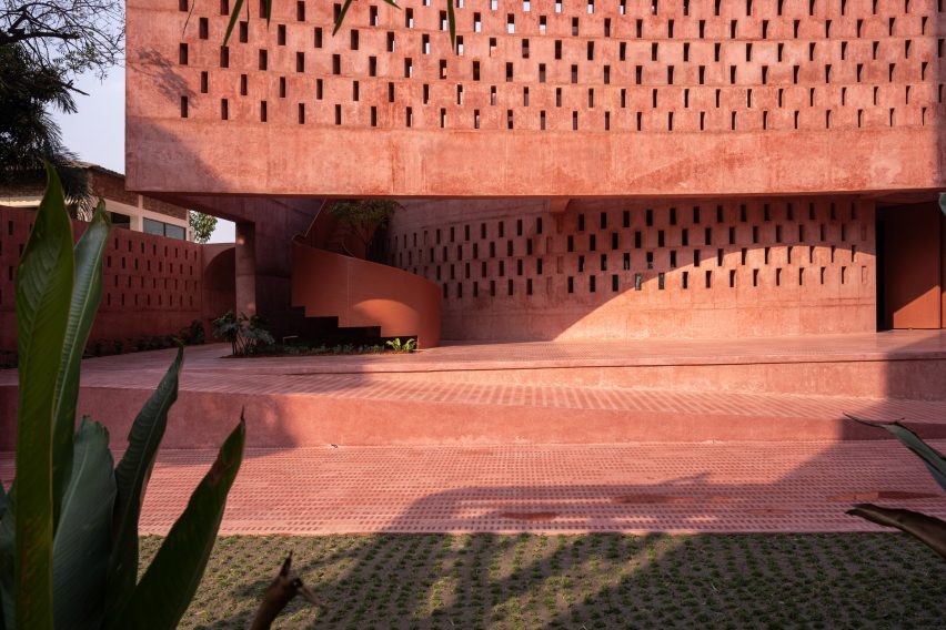 Exterior of Zebun Nessa Mosque by Studio Morphogenesis in Bangladesh
