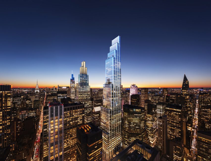 A skyscraper at night